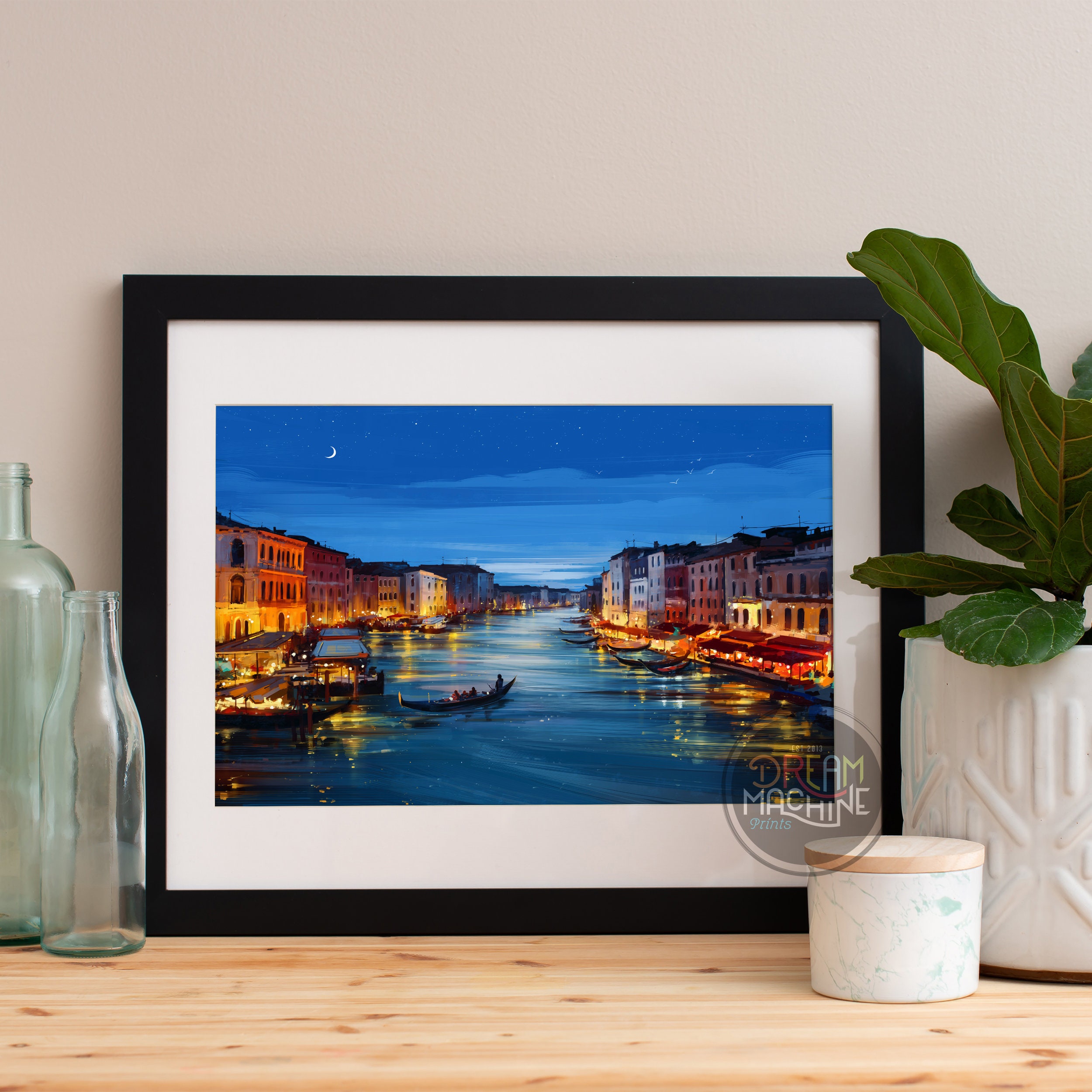 Venice Italy Grand Canal Art, Watercolor Skyline, Poster, Print, Map