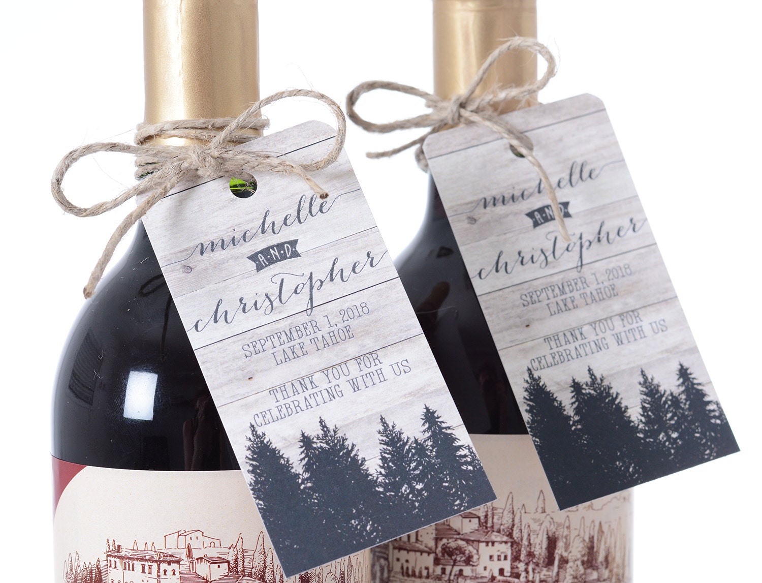 Rustic Woods Wedding Tags - Wine Bottle Tags, Favor Box Bag Personalized Hanging #wtg-129