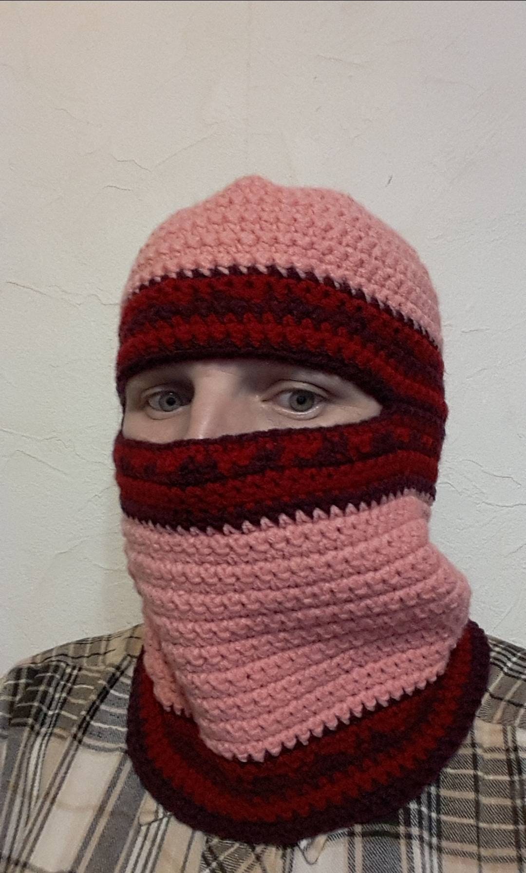New Handknit Crocheted Wool Blend Winter Balaclava Face Mask Hat Helmet Ski Mask, Women Balaclava, Made To Order