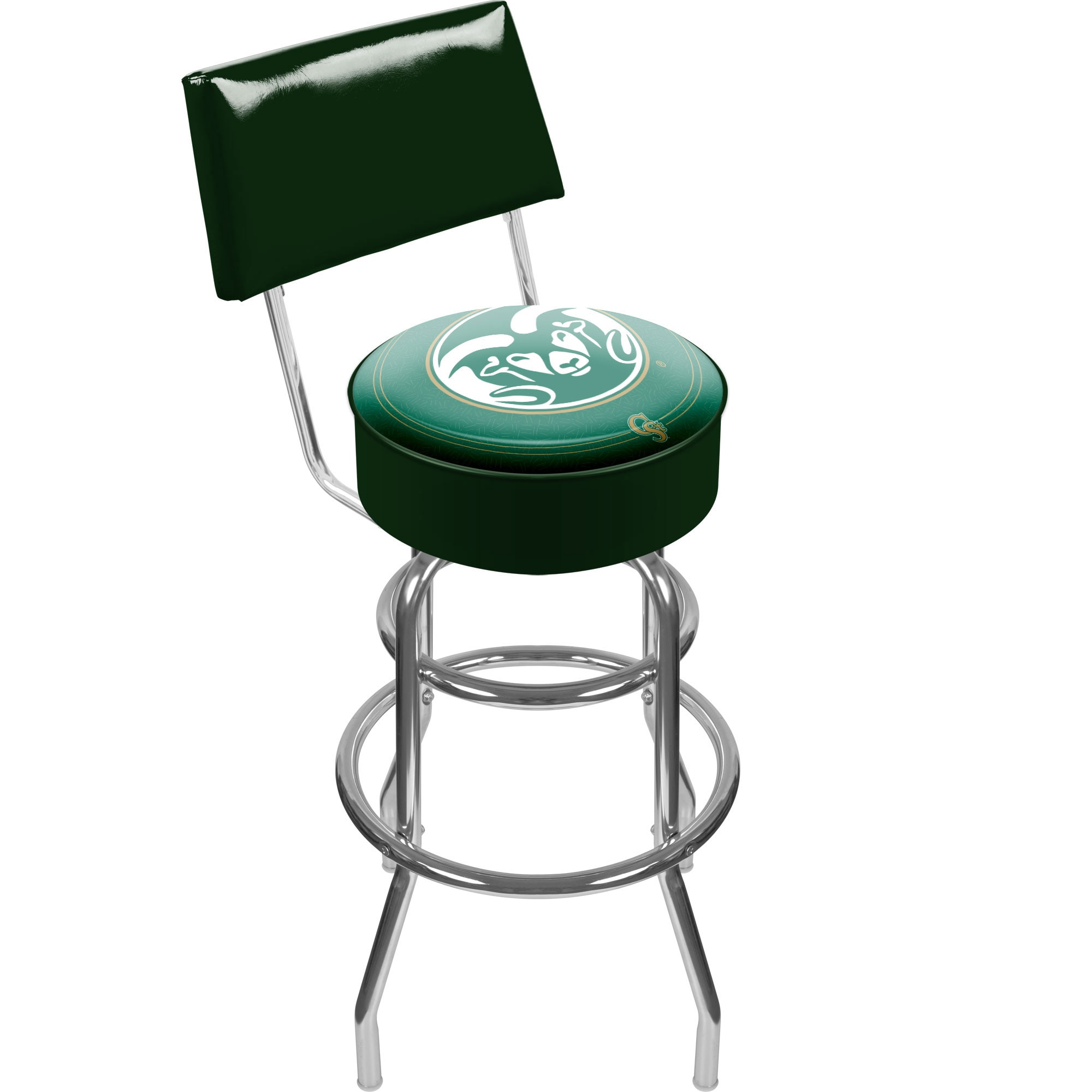 Trademark Gameroom Colorado State Rams Bar Stools with Backs Chrome Bar height (27-in to 35-in) Swivel Bar Stool | CLC1100-COST