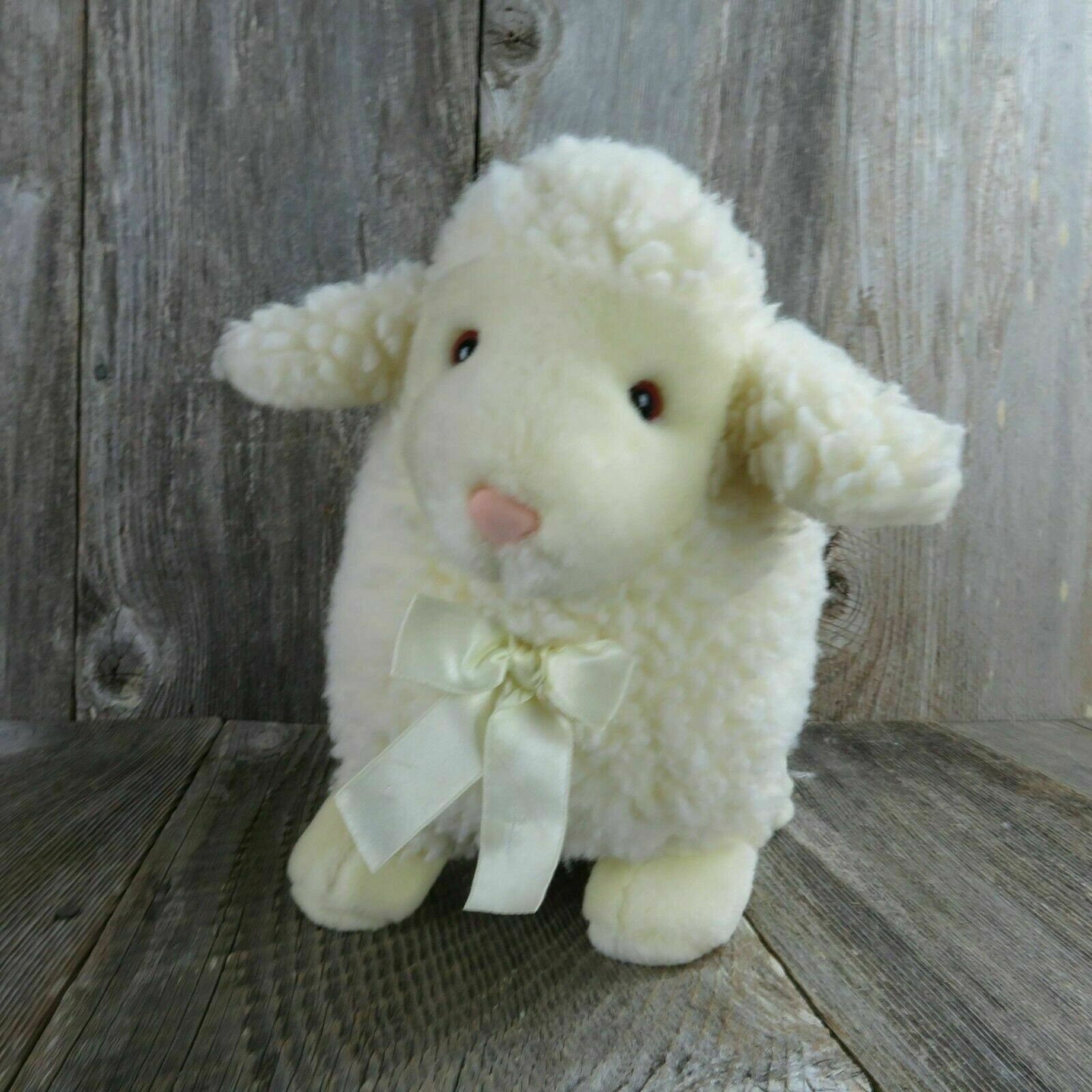 Vintage Sheep Plush Lamb Ram Sherpa Easter A&a Stuffed Animal Cream White