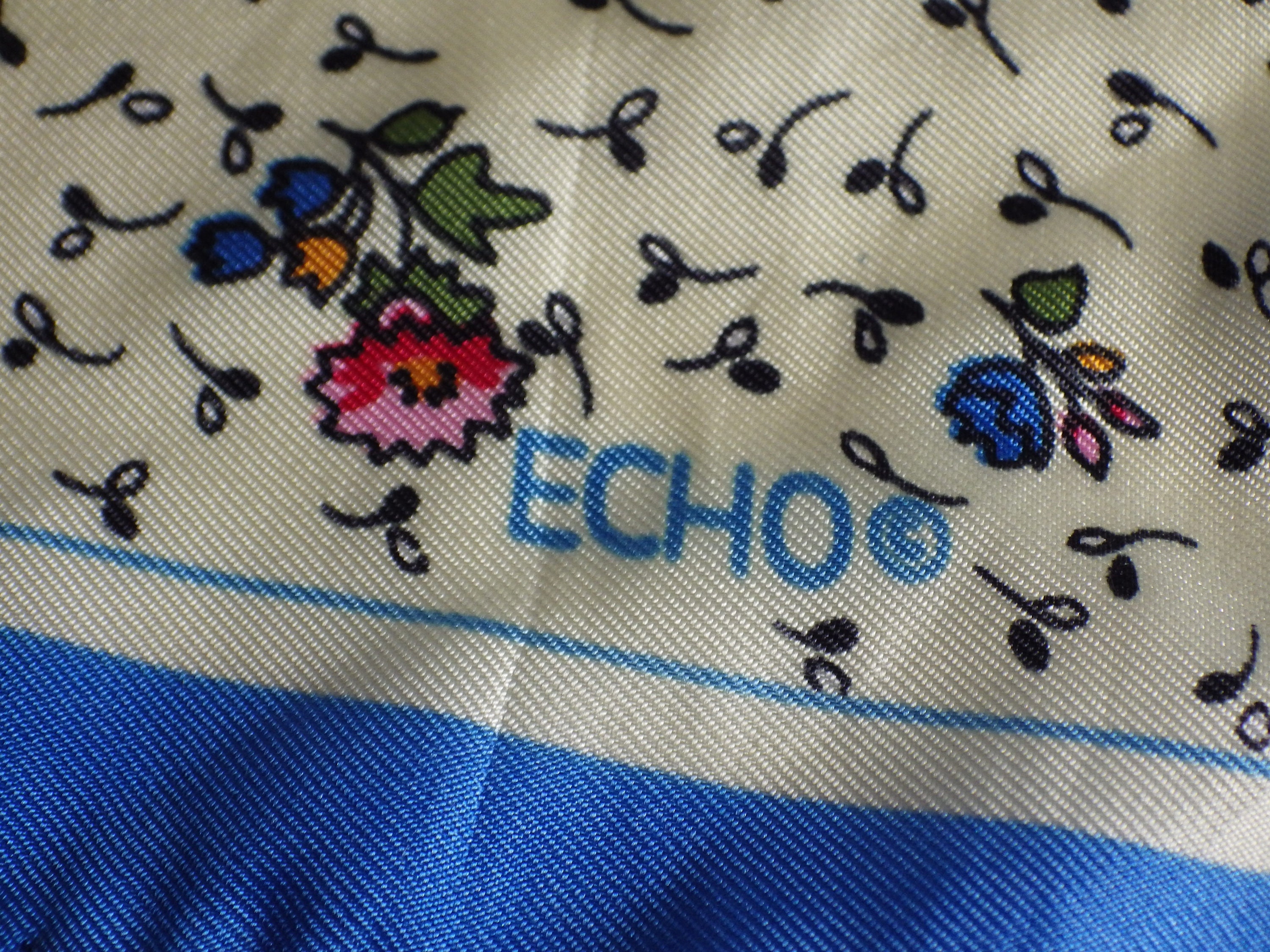 1980S Echo Silk Blend Scarf New Condition Original Thalhimer's Tag Chintz Print Square