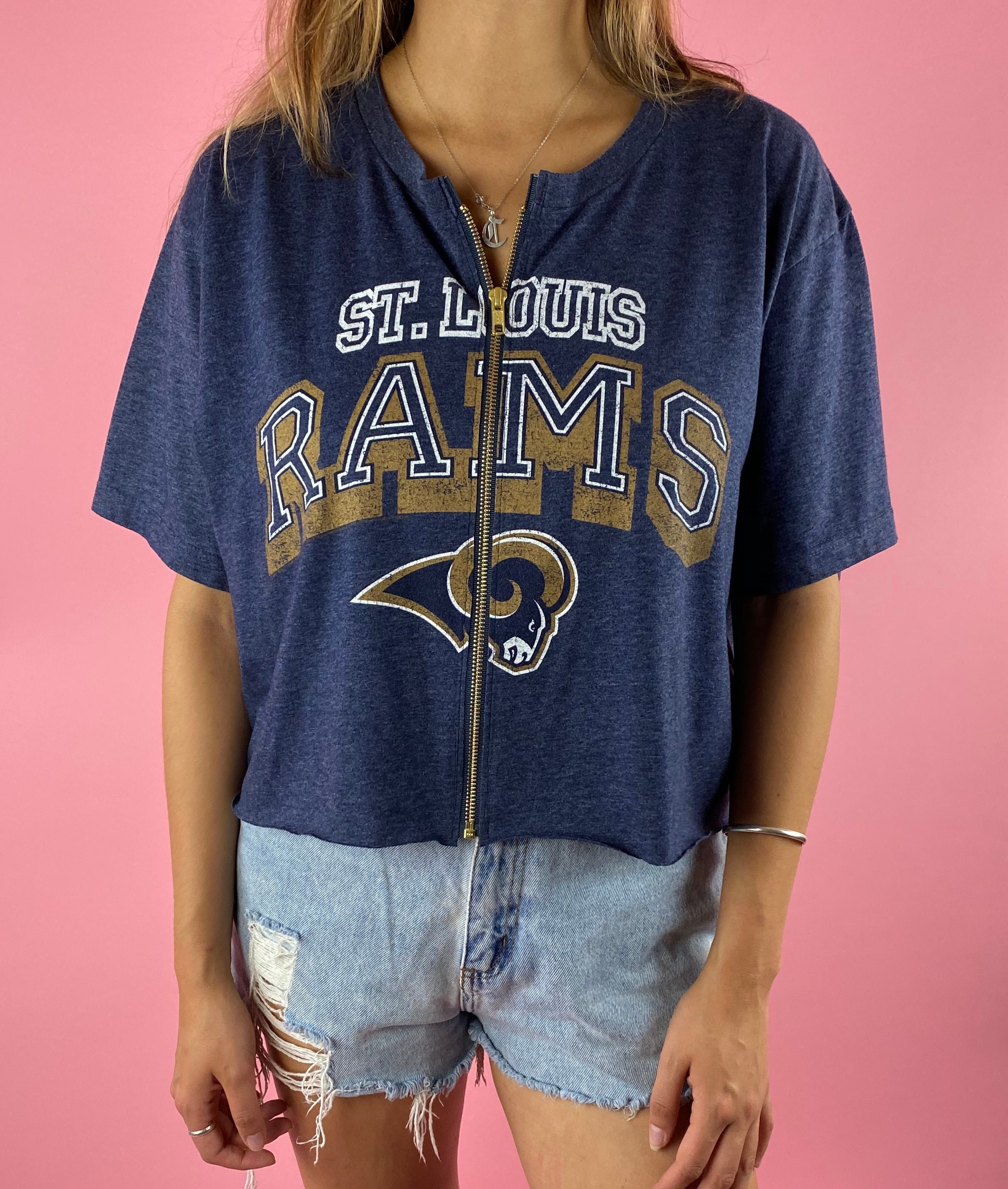 Vintage St. Louis Rams Cropped Zip-Up Tee | xl