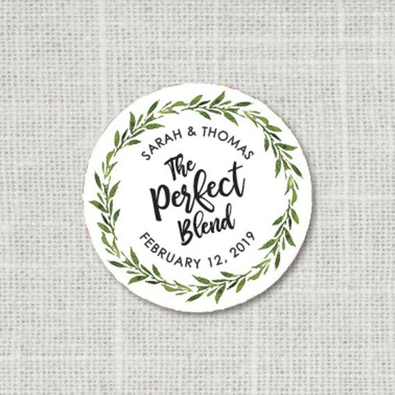 The Perfect Blend Stickers, Favor Tea Coffee Greenery Wedding Stickers For Favors F167