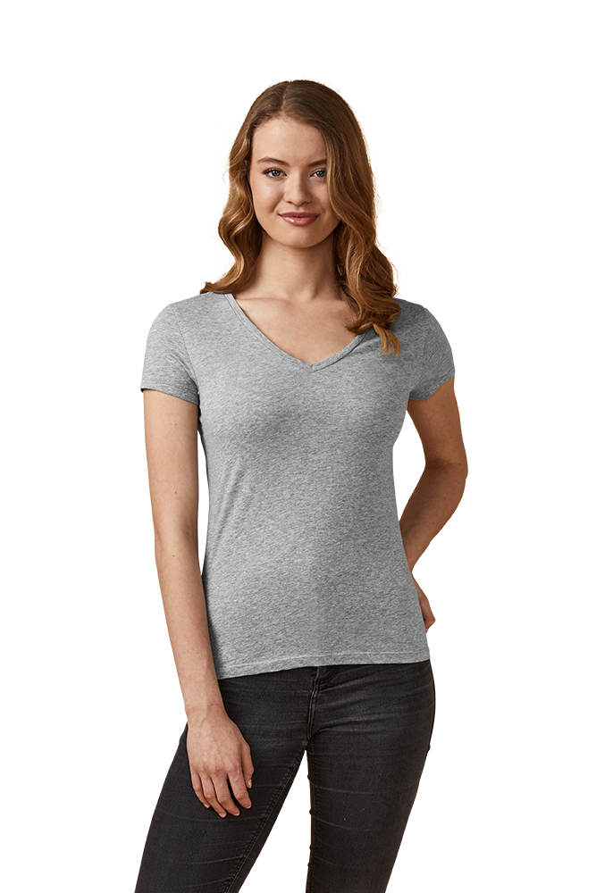 X.O V-Ausschnitt T-Shirt Damen, Grau-Melange, XL