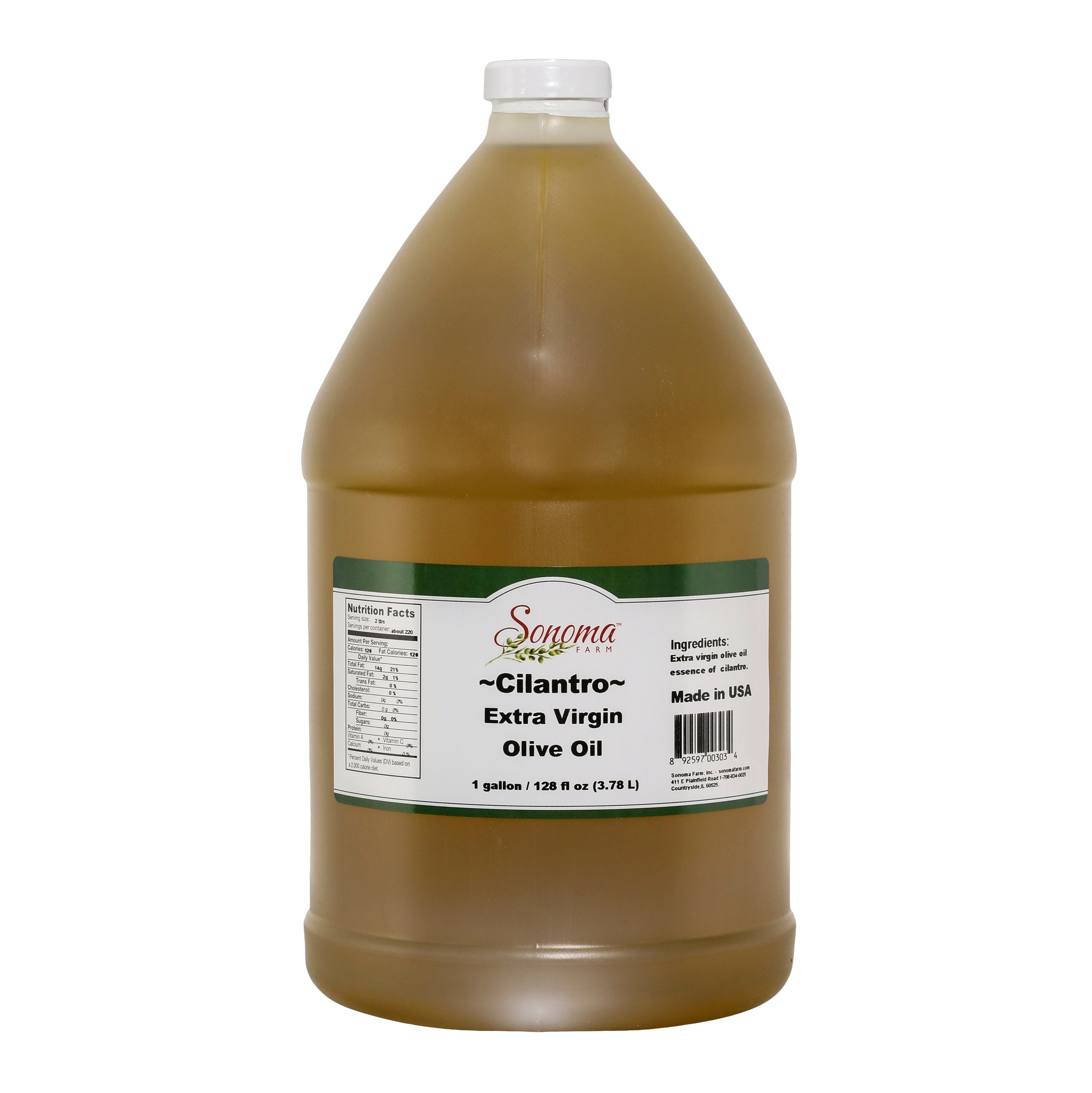 Cilantro Infused Extra Virgin Olive Oil Bulk 1 Gallon/3.8 Liters 128Oz -Food Service