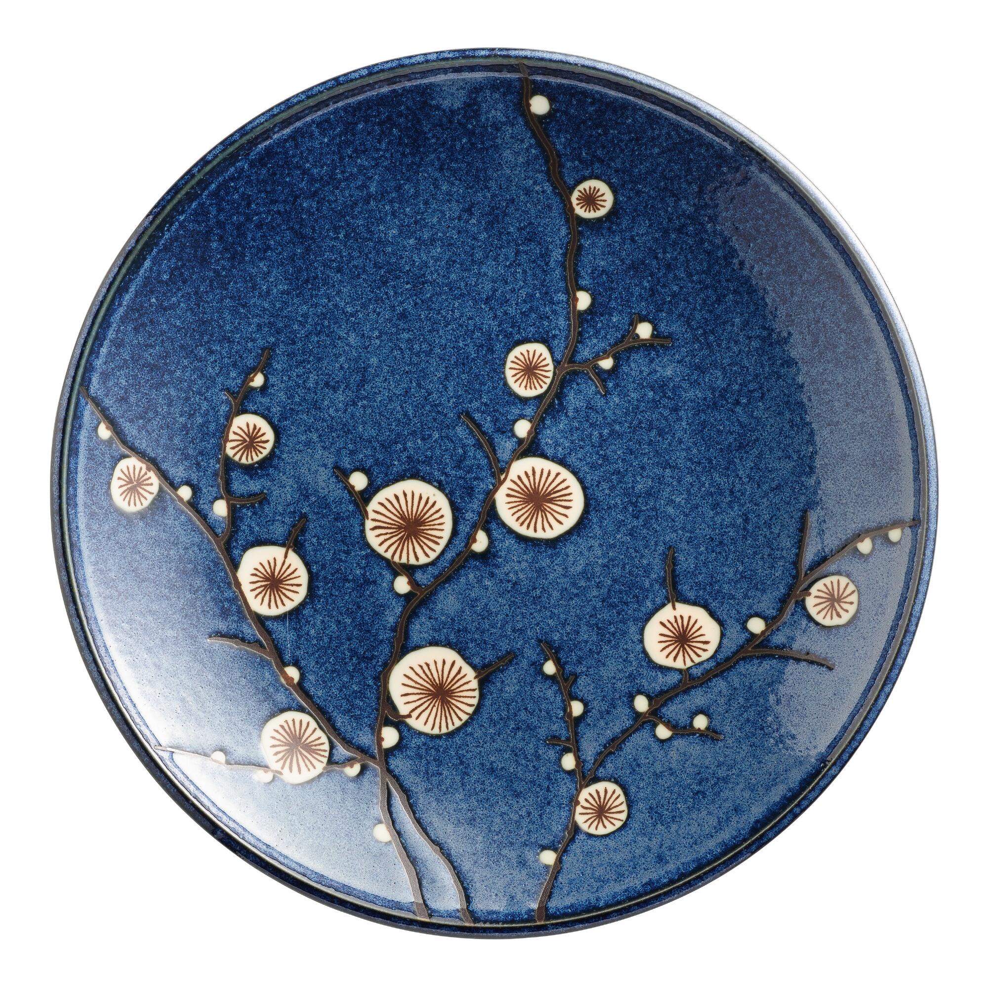 Blue Cherry Blossom Dinner Plates Set Of 6 - Stoneware by World Market
