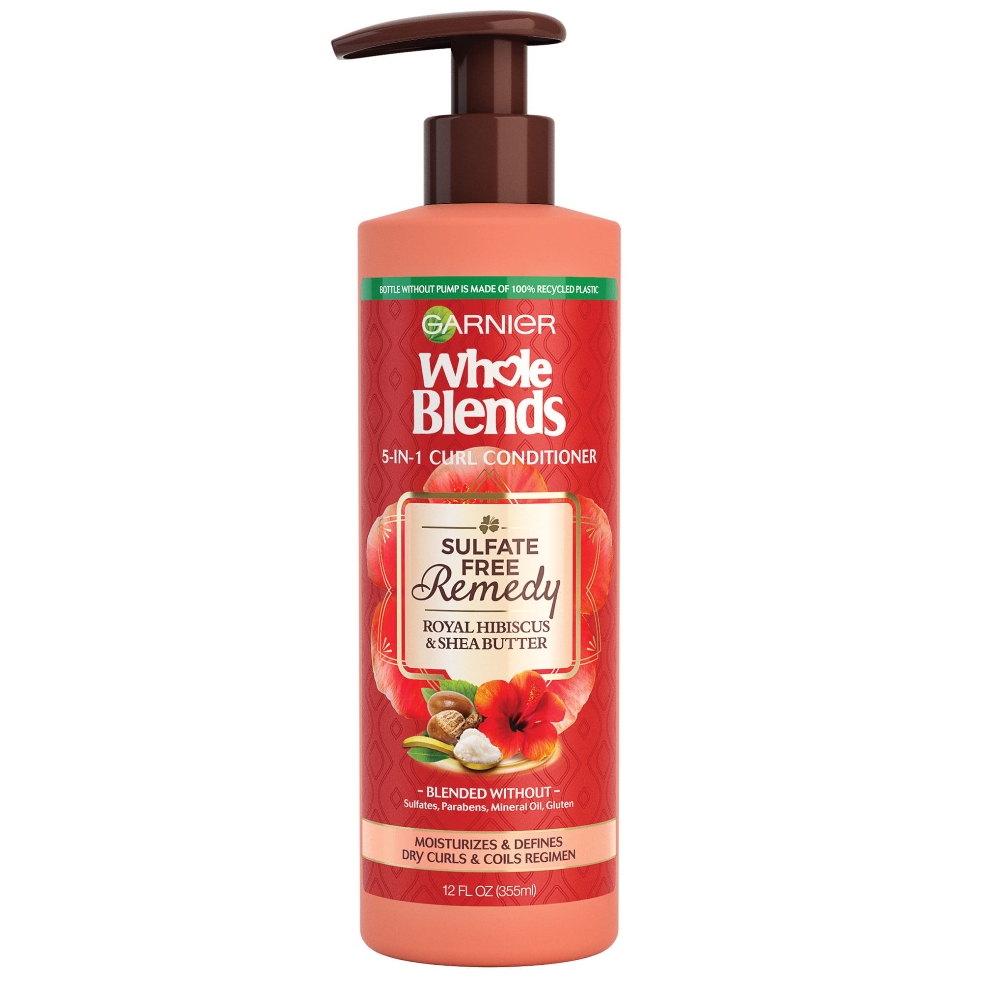 Garnier Whole Blends Sulfate Free Remedy Hibiscus and Shea Conditioner, Dry Curls - 12 fl oz