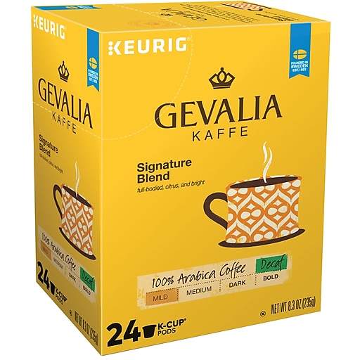 Gevalia Signature Blend Decaf Coffee, Keurig K-Cup Pods, Light Roast, 24/Box (5471)