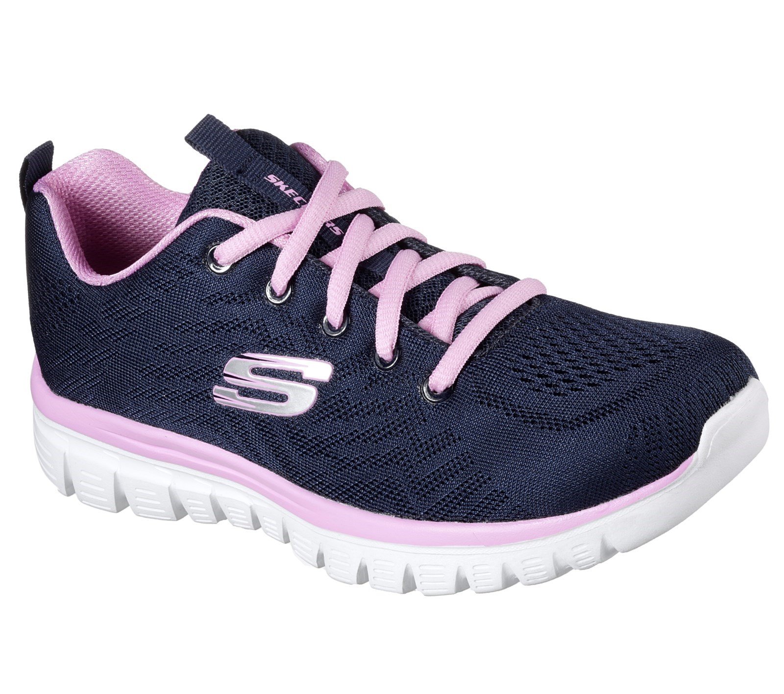 Skechers Women's Graceful Sports Trainer Various Colours 30706 - Navy/Pink 3