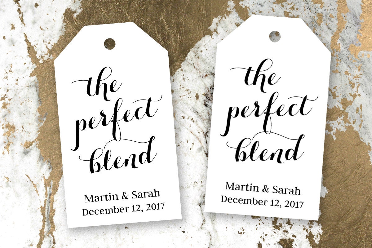 The Perfect Blend - Tea Wedding Favor Coffee Tags Custom Favors Personalized Small