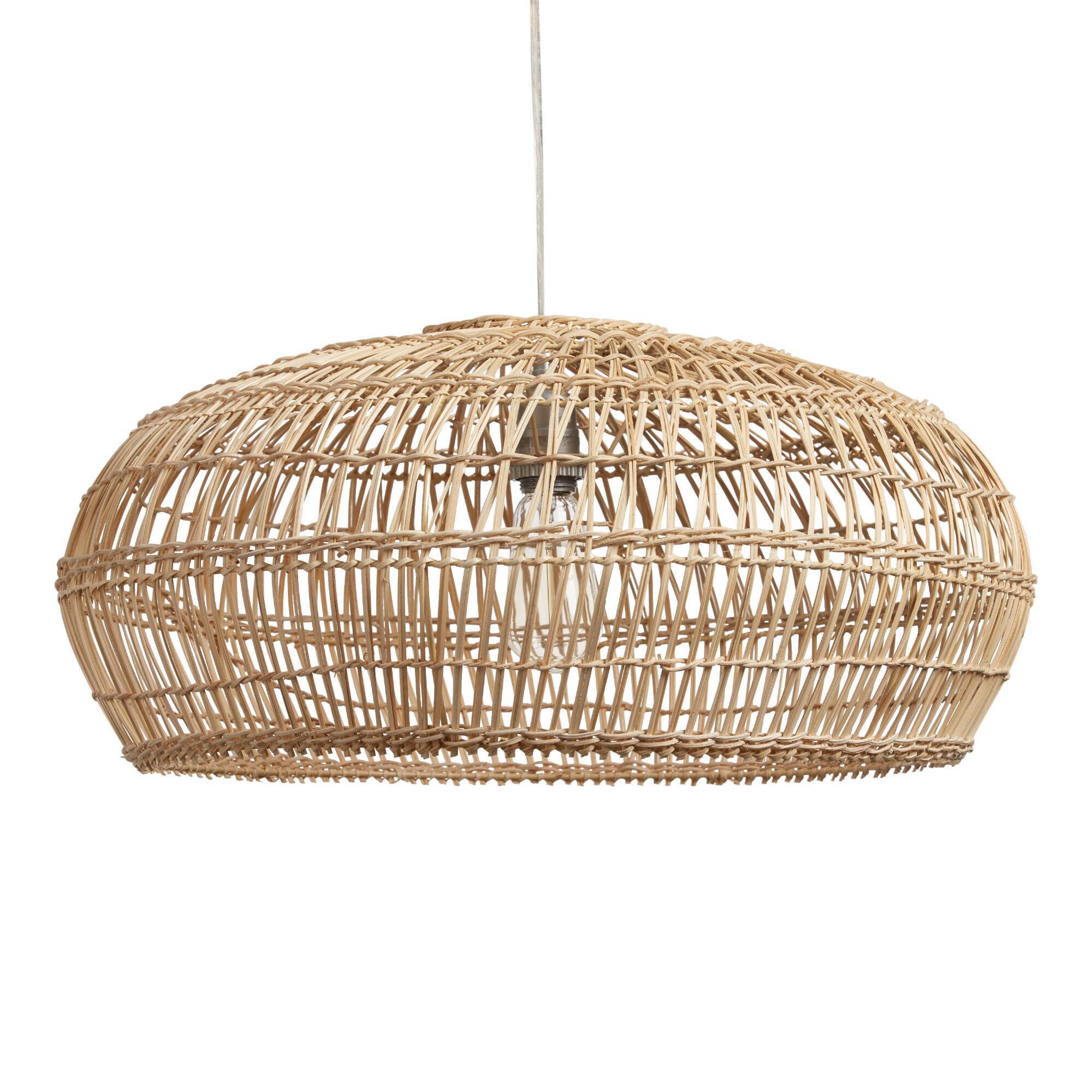 Bamboo Open Weave Orb Pendant Shade: Natural - Natural Fiber by World Market