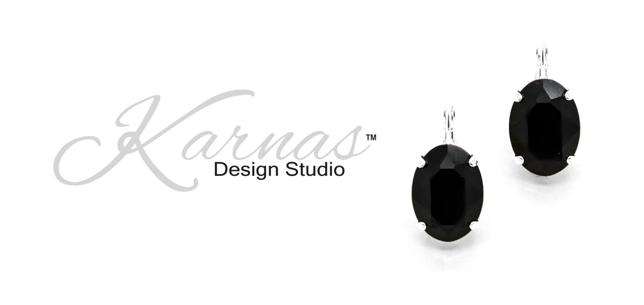 La Belle poque Jet Black 18x13mm Georgian Style Earrings Crystal Choose Your Finish Karnas Design Studio Free Shipping