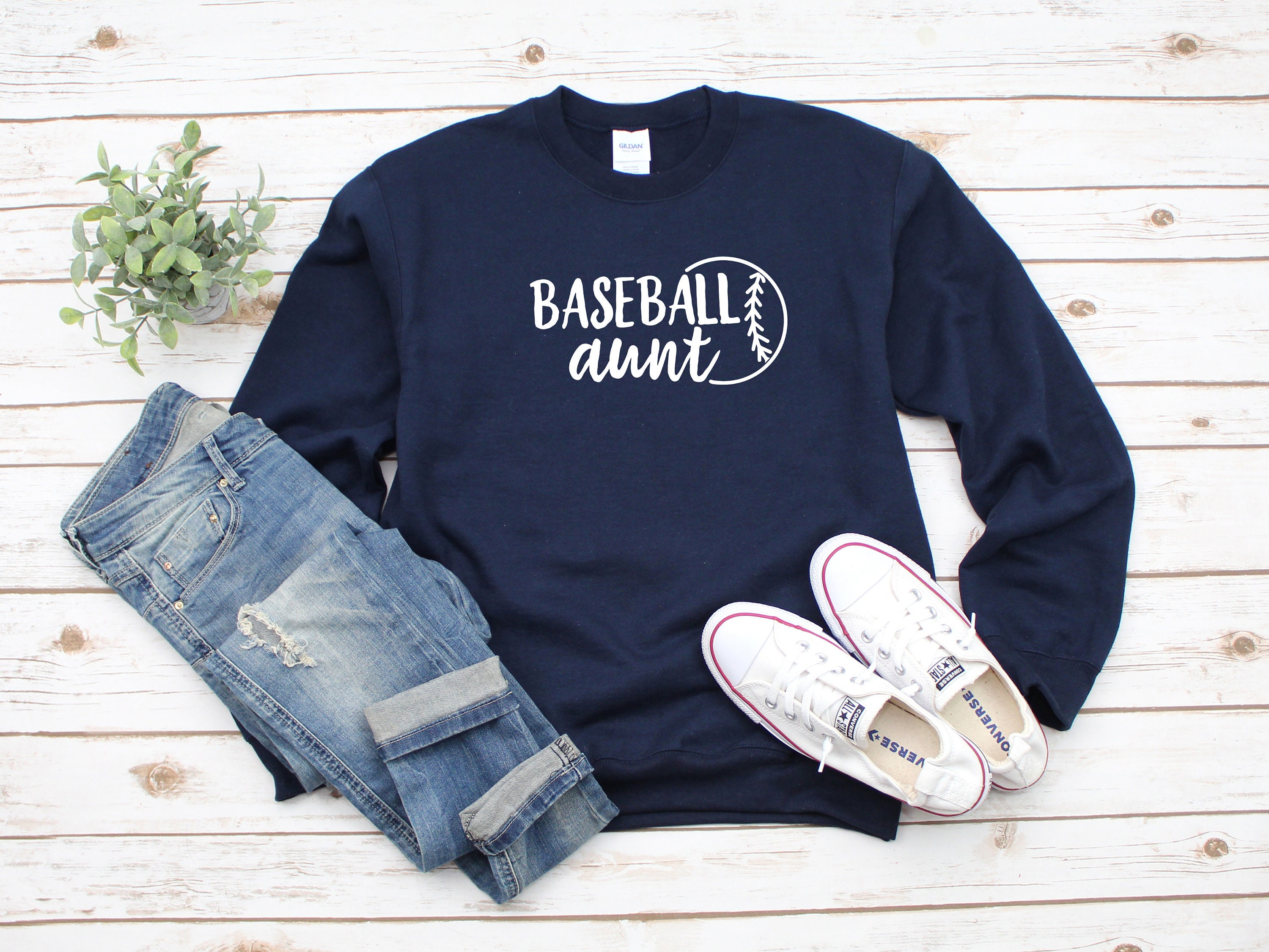 Baseball Aunt Heavy Blend Crewneck Sweatshirt, Sweater, Game Day, Aunt, Love, Sweater