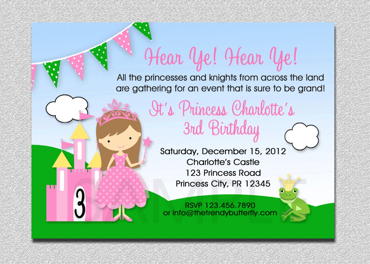 Princess Birthday Invitation Party Printable