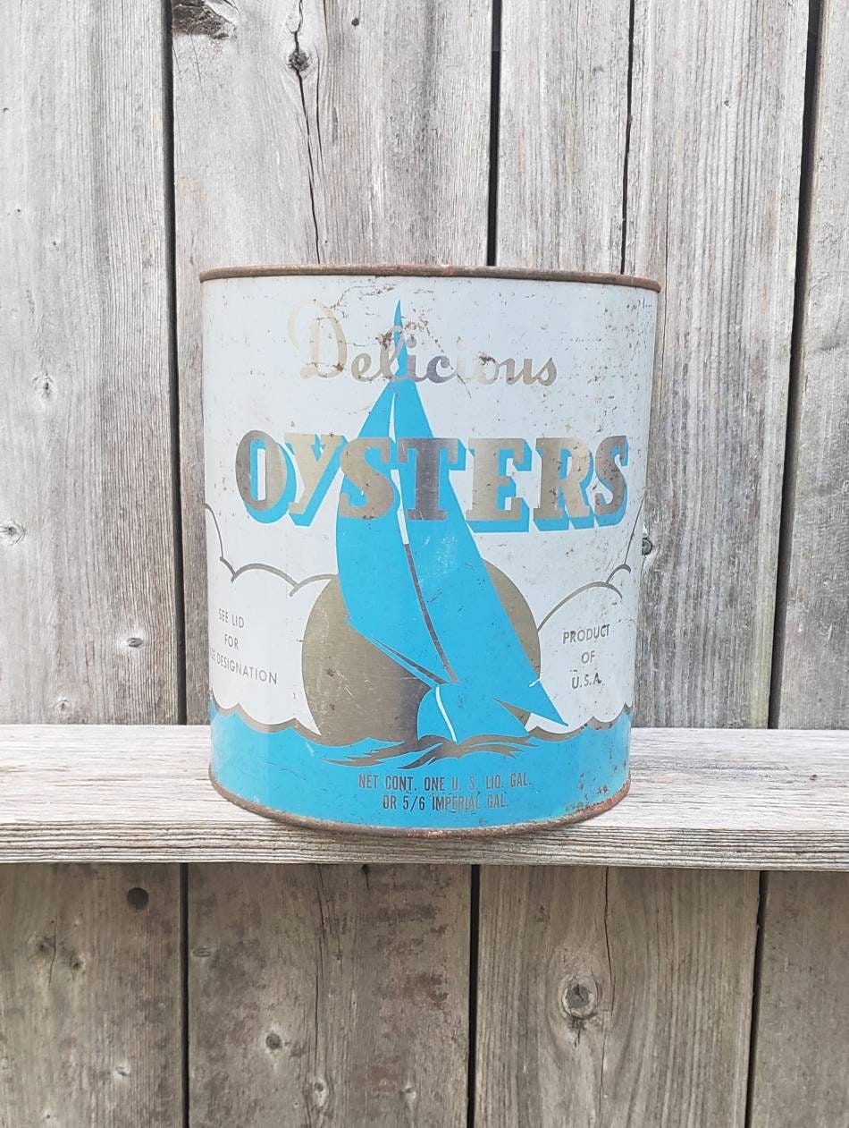Vintage Oyster Tin Harding Seafood Gallon Can From Coles Point Virginia