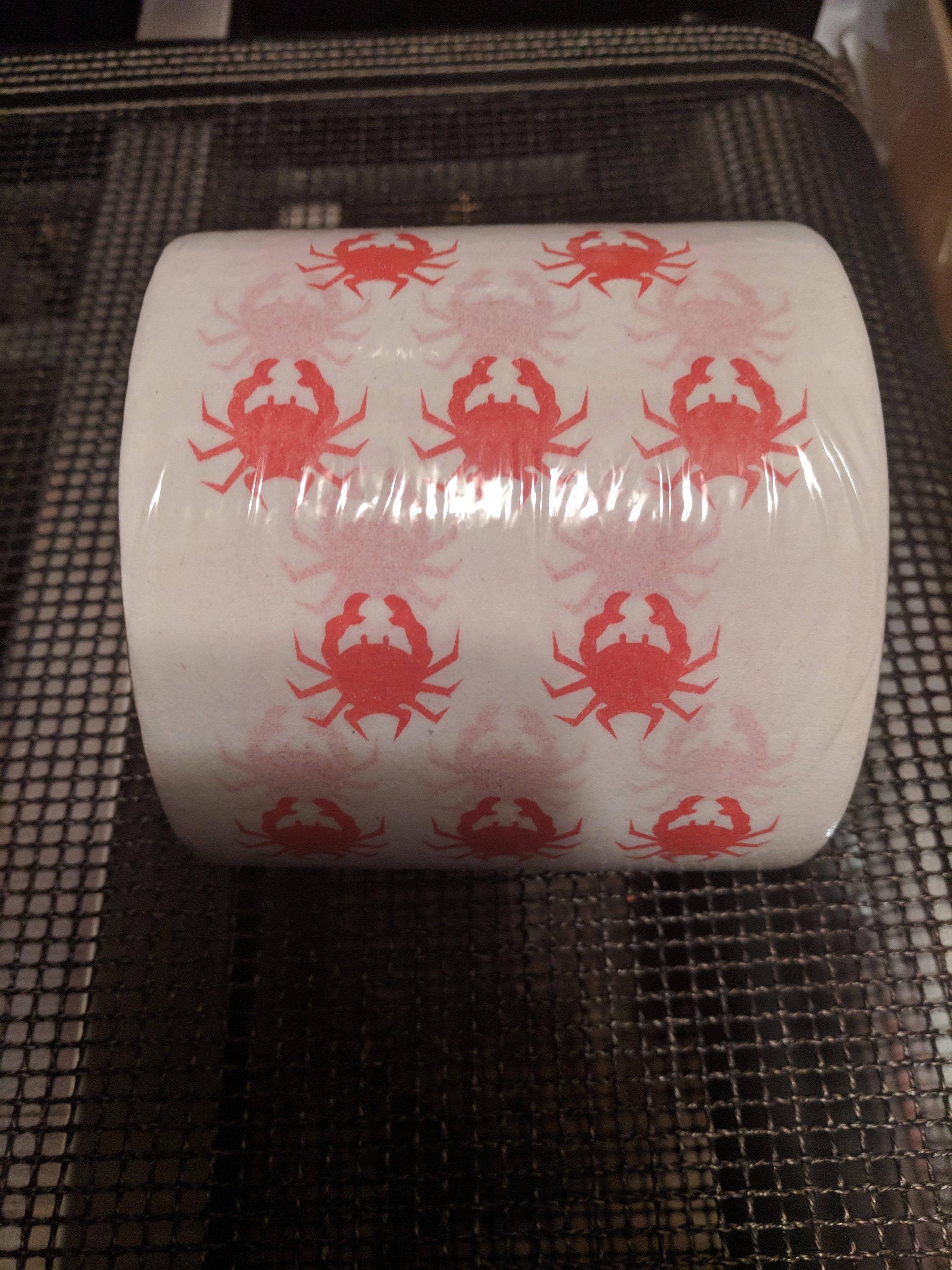 Crab Toilet Paper, Fun Novelty Seafood Design On These Rolls, Repeated Red Crab Imprint White Toilet Paper
