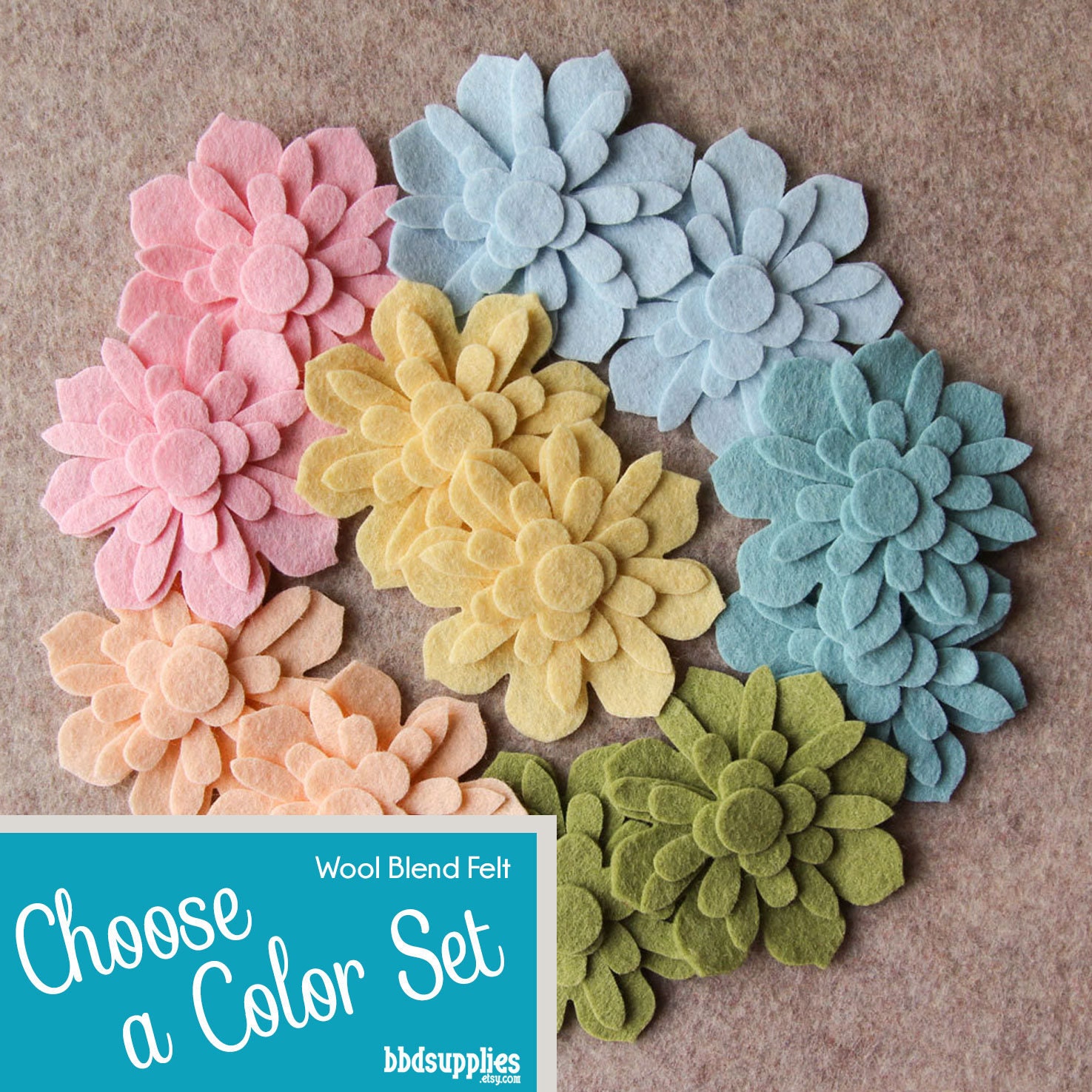 Wool Blend Felt Flowers | 12 Cosmos Pick A Color Set Diy 48 Unassembled