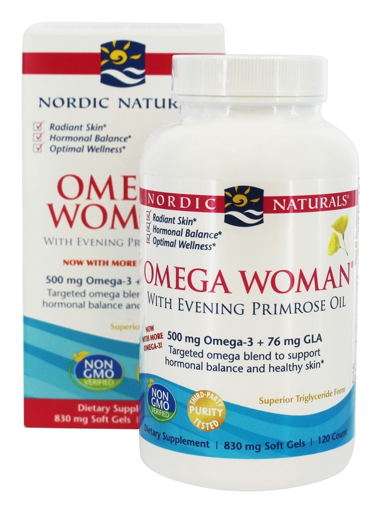 Nordic Naturals - Omega Woman with Evening Primrose Oil Lemon 500 mg. - 120 Softgels