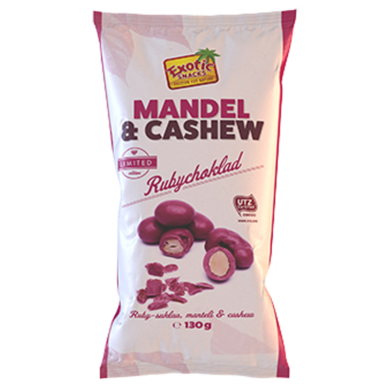 Rubychoklad Mandel & Cashewnötter - 60% rabatt