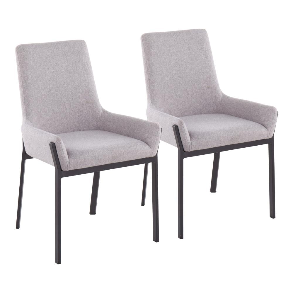LumiSource Set of 2 Odessa Contemporary/Modern Polyester Blend Upholstered Dining Side Chair (Metal Frame) in Black | CH-ODESSA BKGY2