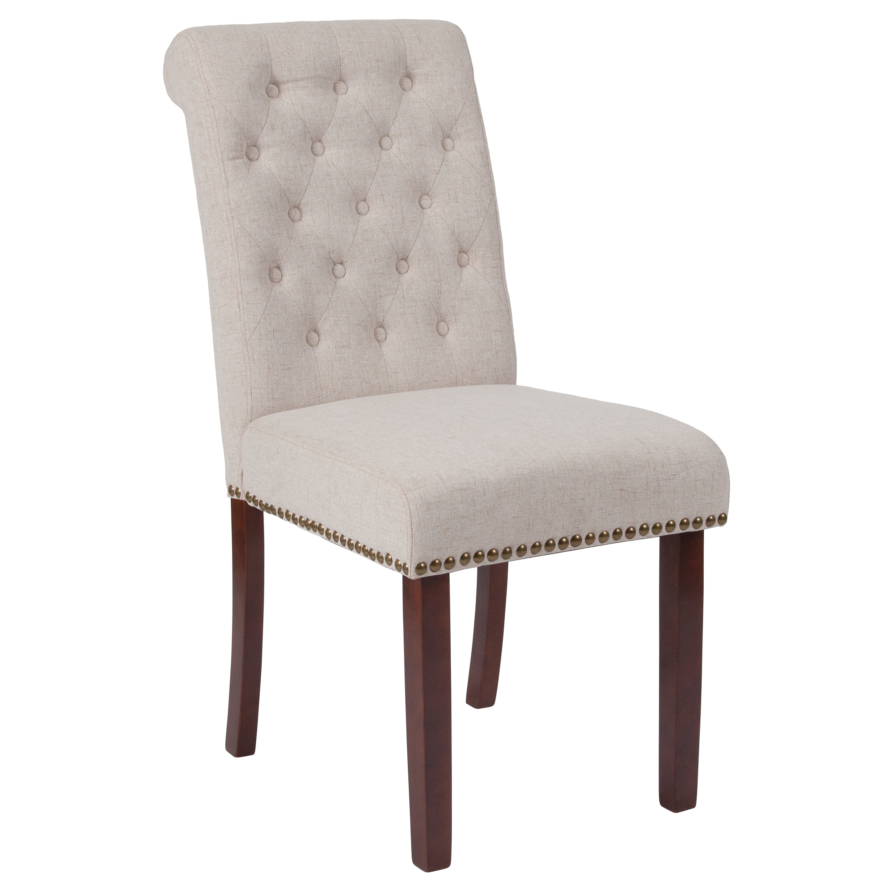 Flash Furniture Contemporary/Modern Polyester/Polyester Blend Dining Side Chair (Wood Frame) in Brown | 889142224945