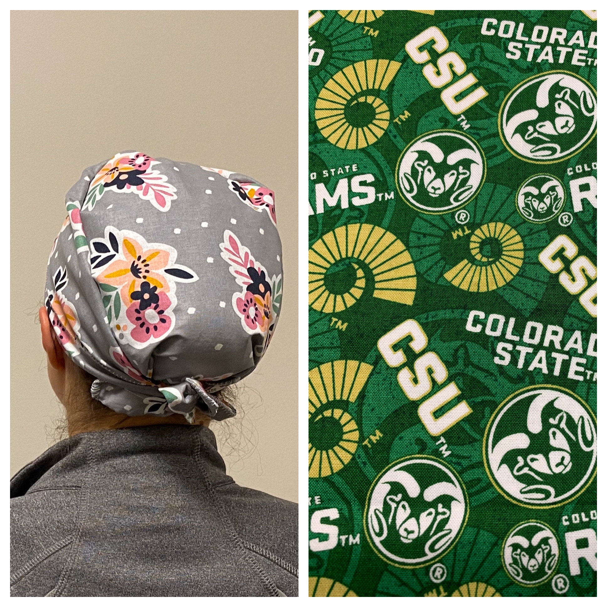 Colorado State University Rams Scrub Hat, Surgical Medical Cap, Bandana Cap