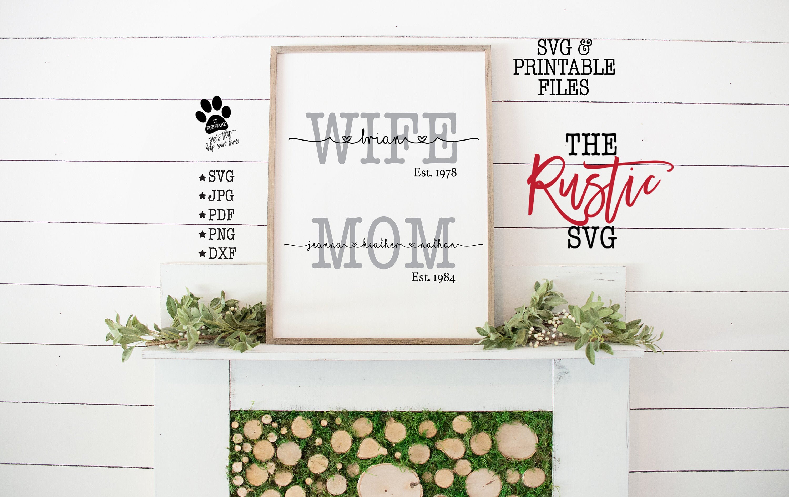 Wife Mom, Names Sign, Mom Svg, Mother's Day Gift, New Svg Files, Jpg, Cricut, Silhouette, 014