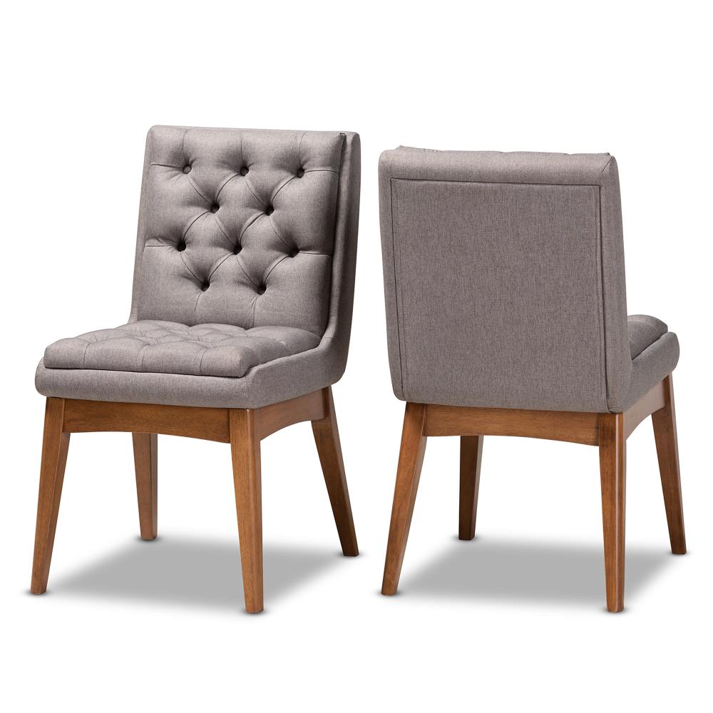 Baxton Studio Set of 2 Makar Contemporary/Modern Polyester/Polyester Blend Upholstered Dining Side Chair (Wood Frame) in Gray | 164-2PC-10290-LW
