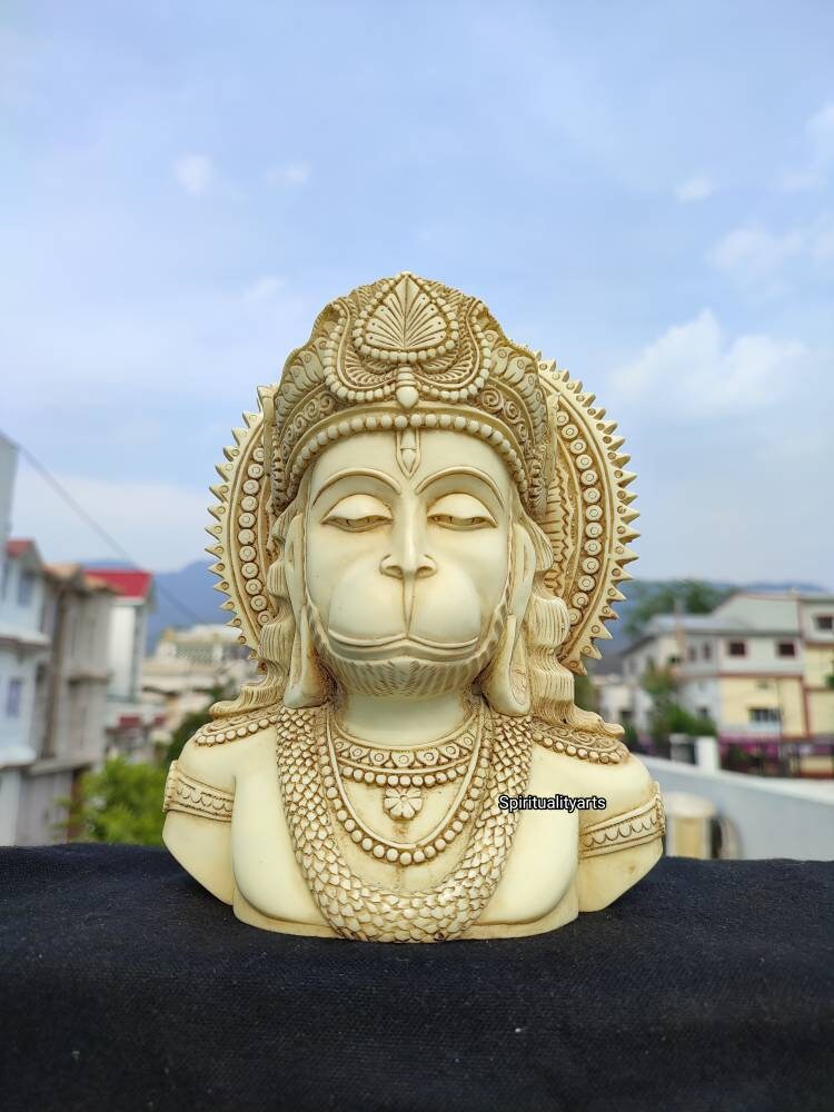 Hanuman Statue - 8 Inch Culture Marble Bust Idol Bajrangbali Idols , Ram Bhakt Head For Home Decor Altar