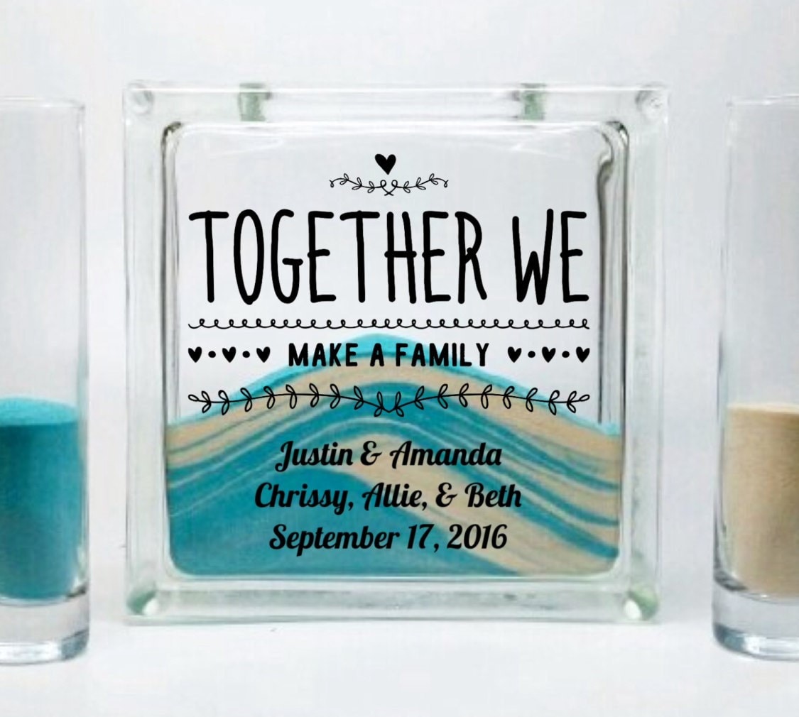 Blended Family Unity Sand Ceremony Set, Together We Make A Family, Candle Alternative, Beach Wedding, Rustic Decor
