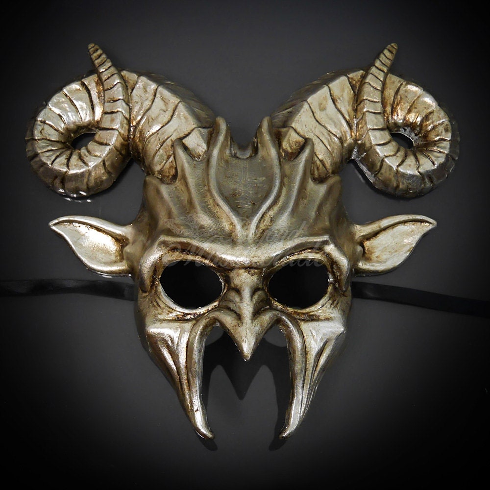 New Ram Venetian Masquerade Mask - Silver