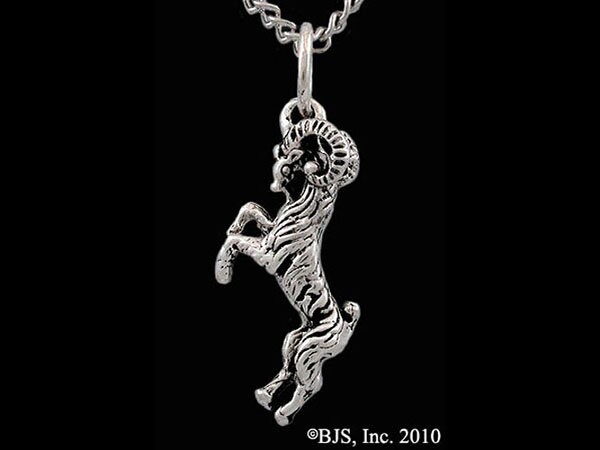 Ram Necklace, Sterling Silver Three Dimensional Pendant, Jewelry, Rams, Aries Zodiac Includes Free Us Shipping