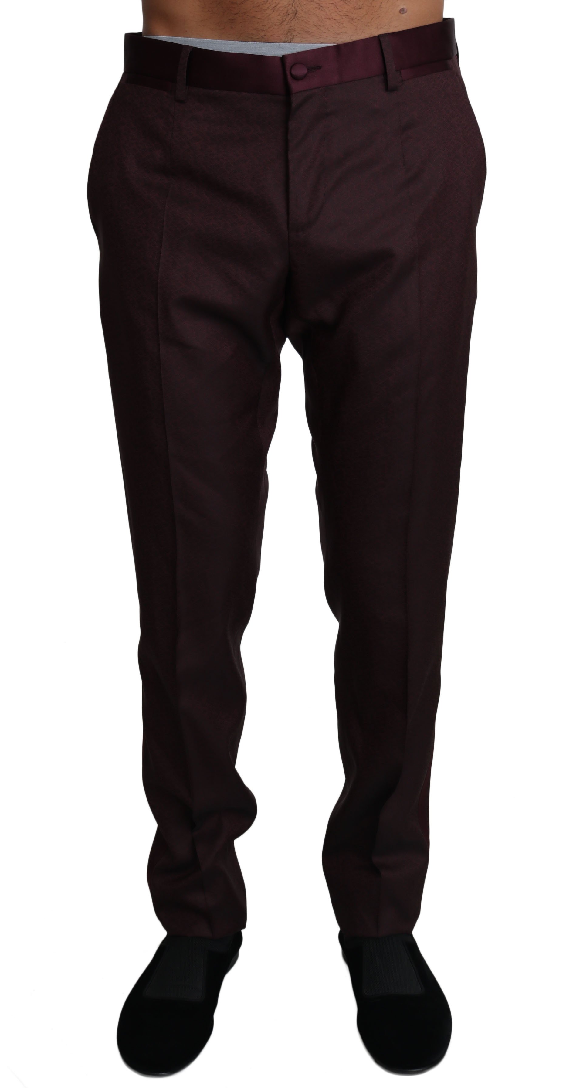 Dolce & Gabbana Men's Wool Pattern Stripe Trousers Bordeaux PAN61136 - IT52 | XL