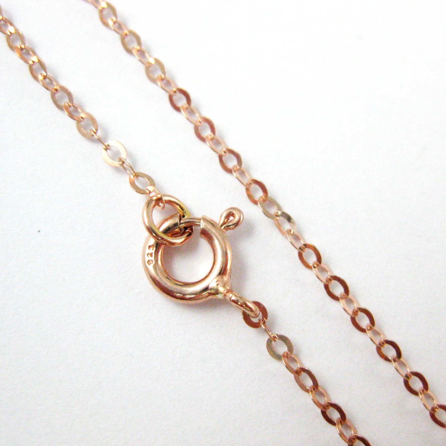 Rose Gold Necklace, Plated Sterling Silver Chain - Cable Flat Oval Finished Necklace For Pendant 18 Inches Sku 601021-Rg-18