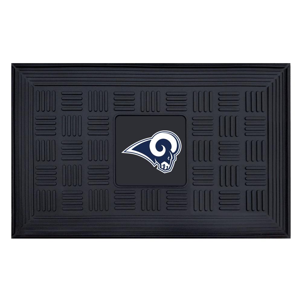 FANMATS NFL Vinyl Door Mat Los Angeles Rams 2-ft x 3-ft Black Rectangular Outdoor Door Mat | 11456