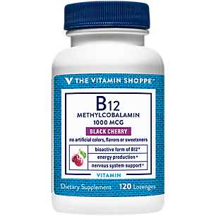 B12 Methylcobalamin - Energy Production & Nervous System Support - 1,000 MCG - Black Cherry (120 Lozenges)