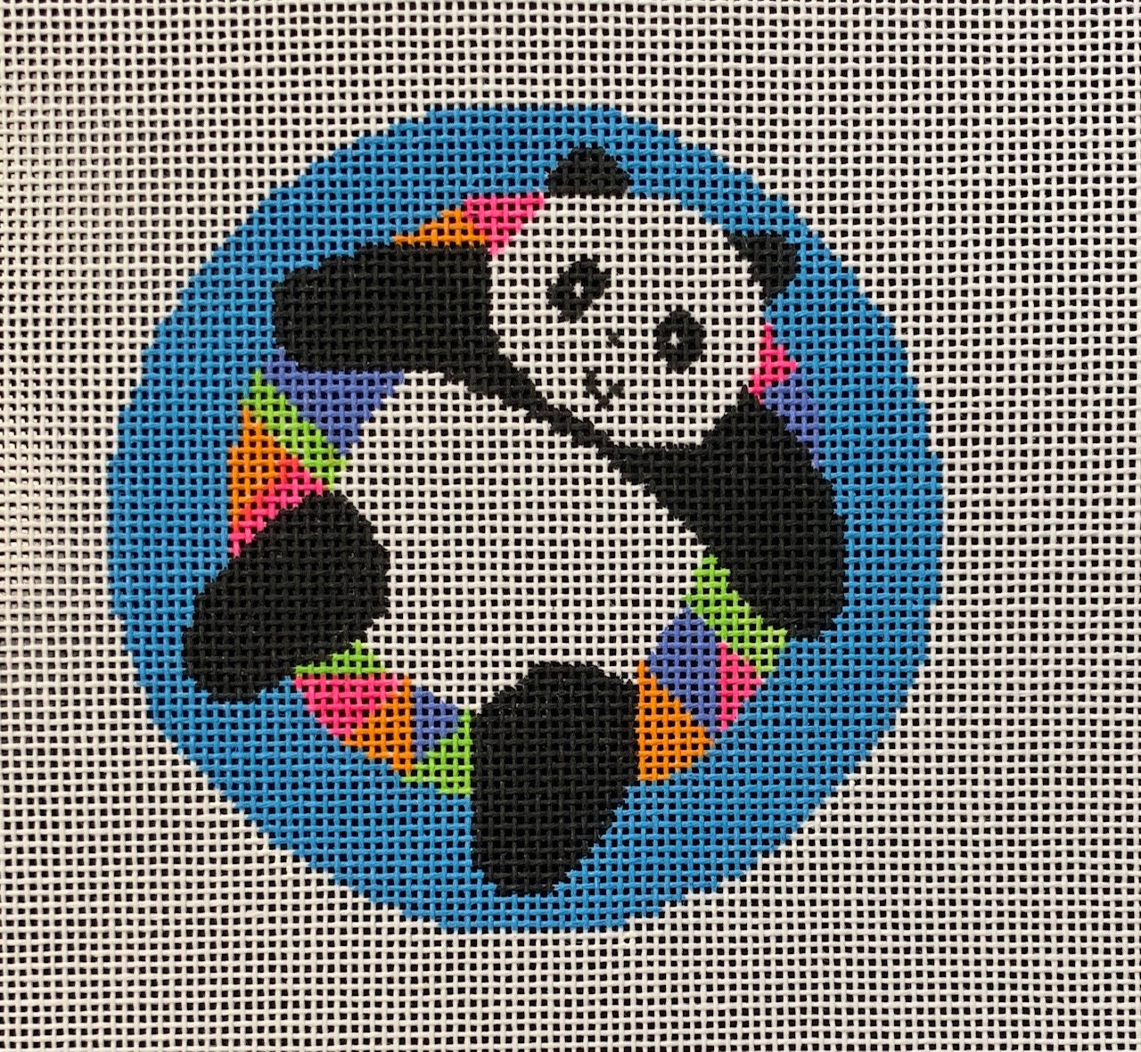 Needlepoint Handpainted Christmas Suzie Vallerie Panda Pool Party 4 -Free Us Shipping