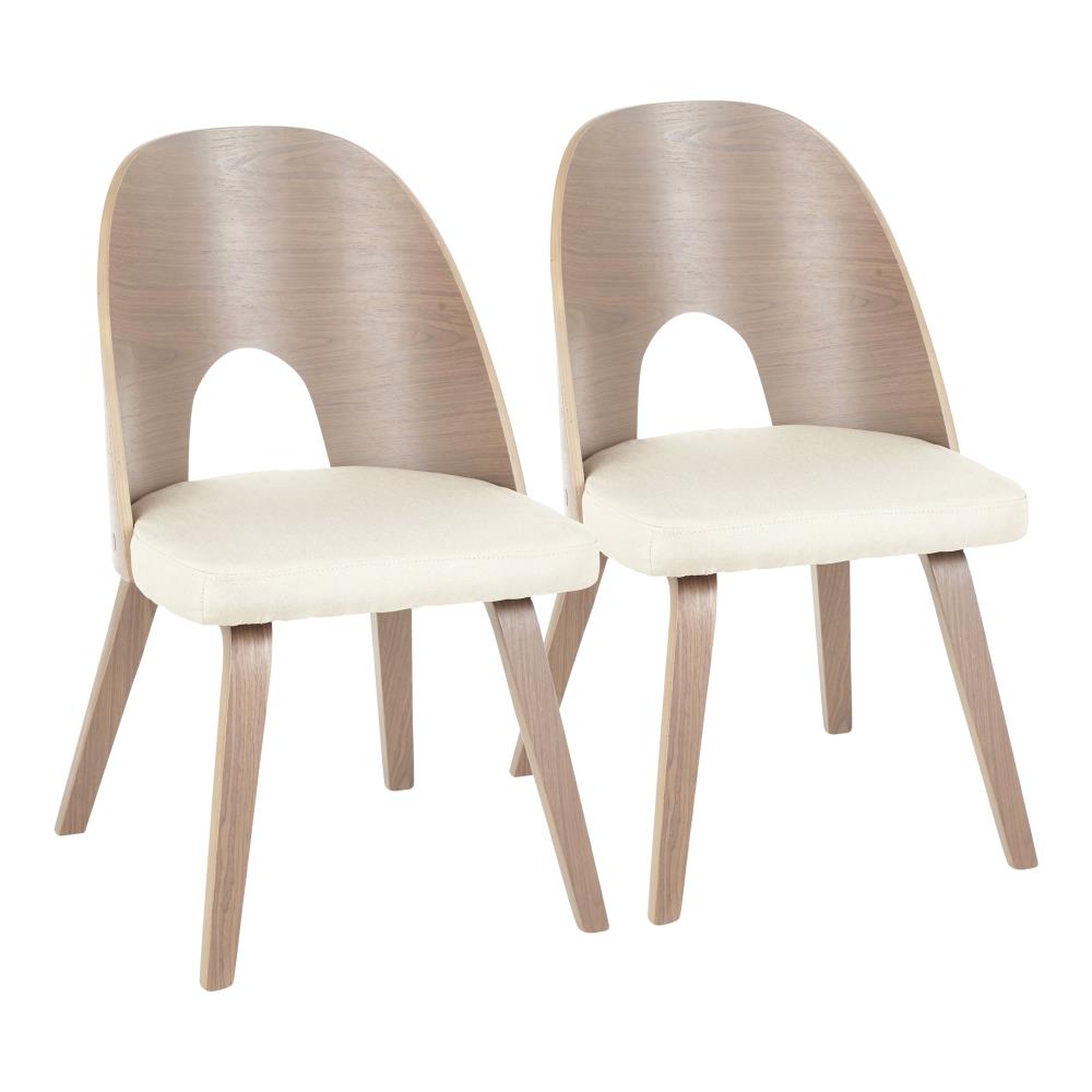 LumiSource Set of 2 Ellen Traditional Polyester/Polyester Blend Upholstered Dining Side Chair (Wood Frame) in Brown | DC-ELLEN WLTN2