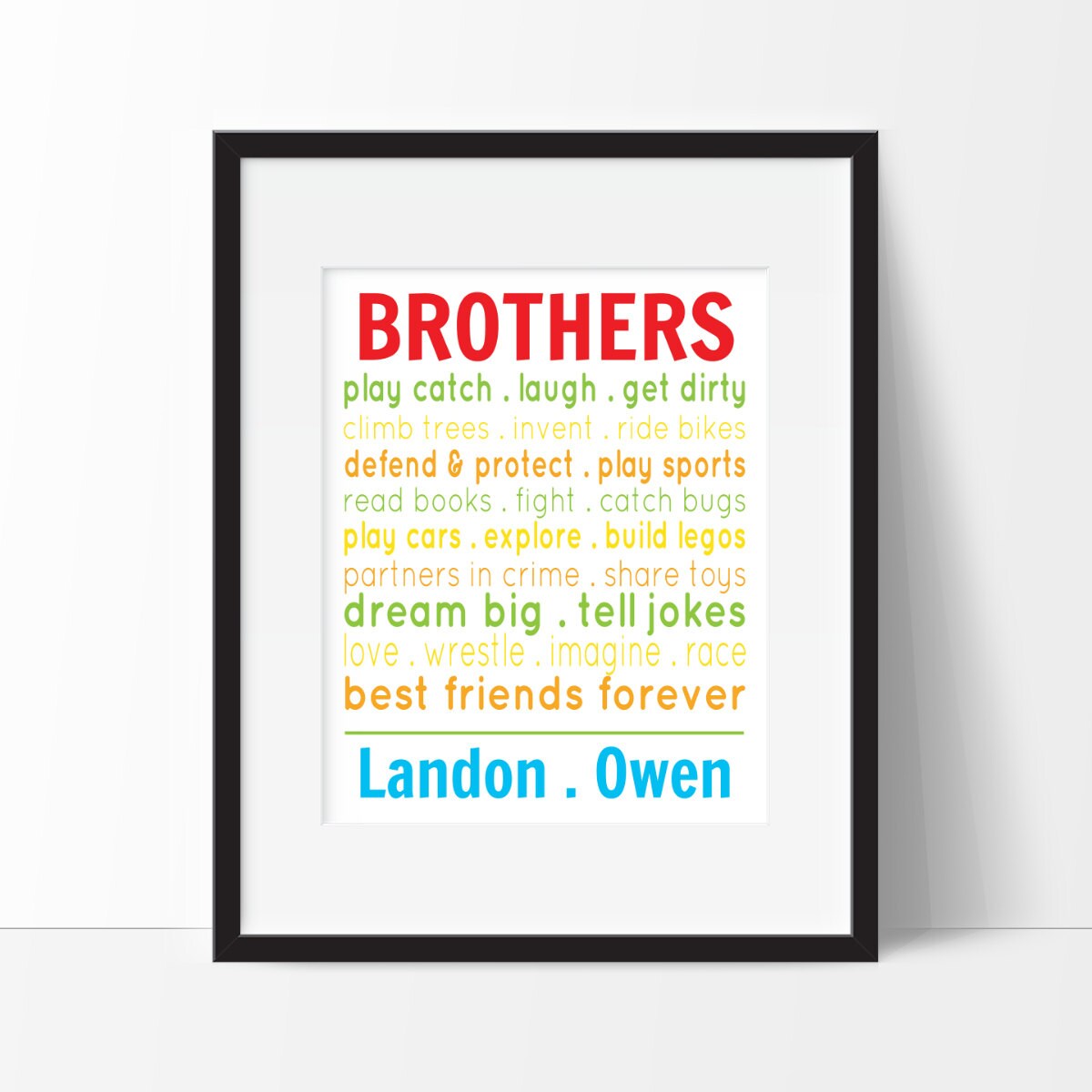 Brothers Wall Art, Big Brother Gift, Personalized Gifts, Sibling Art
