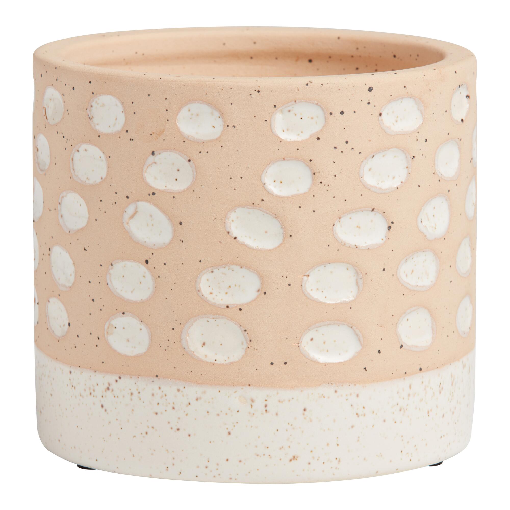 Natural Terracotta and White Dot Speckled Planter - Ceramic by World Market