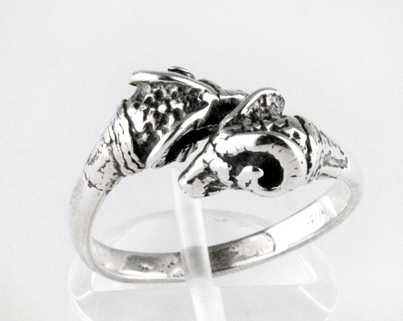 Ram Heads Adjustable Sterling Silver Ring