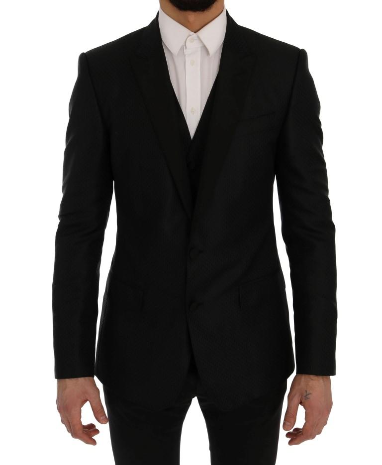 Dolce & Gabbana Men's MARTINI Silk Blazer Black JKT2591 - IT48 | M