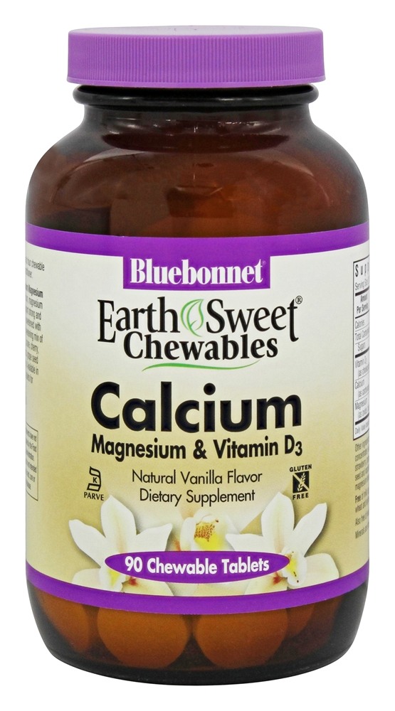 Bluebonnet Nutrition - EarthSweet Chewables Calcium Magnesium & Vitamin D3 Natural Vanilla - 90 Chewable Tablets
