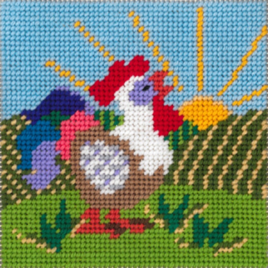 Needlepoint Quickpoint Kit Handpainted Sandra Gilmore Rooster 9x9 -Free Us Shipping
