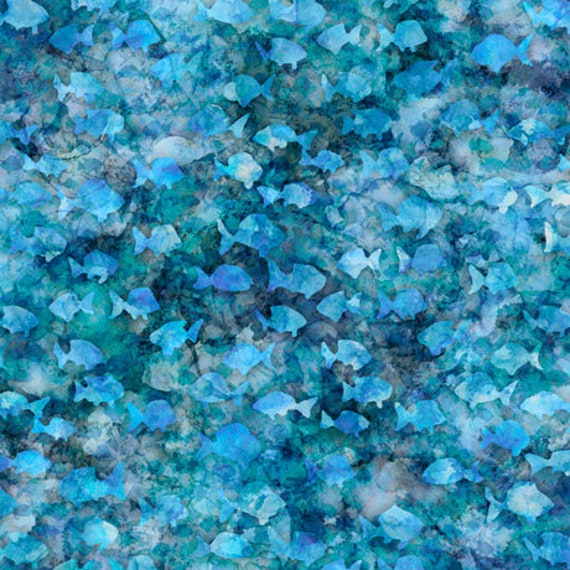 Aquatica Fish Blender Blue 28127-B By Qt Fabrics 100% Cotton Quilting Fabric Yardage