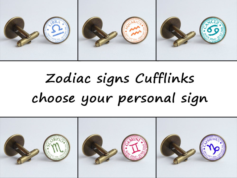 Zodiac Cufflinks Personal Men Accessories Gift Sign Constellation Jewelry Art For Men