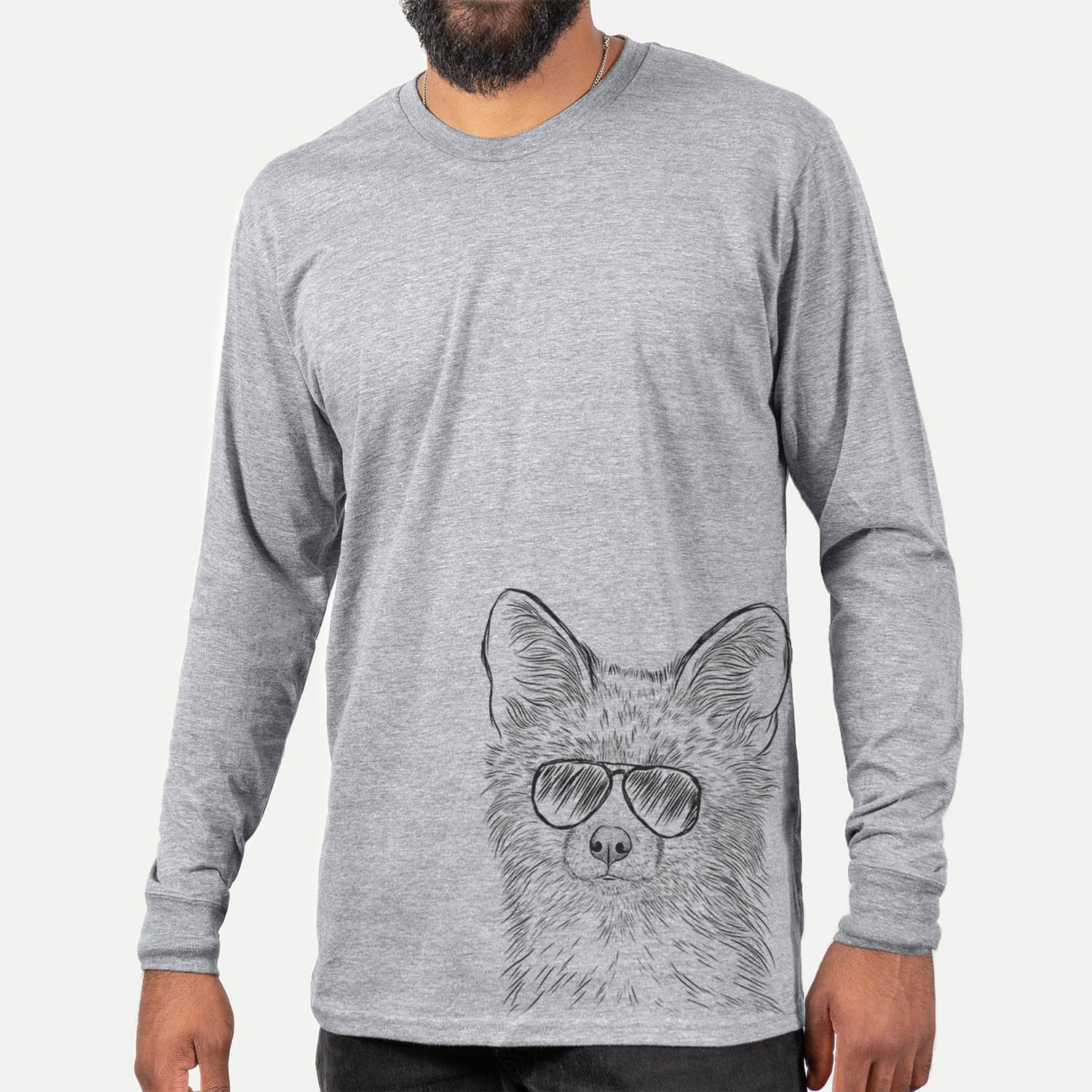 Drax The Red Fox - Long Sleeve Tri-Blend Unisex Crew Shirt Grey Lover Gift