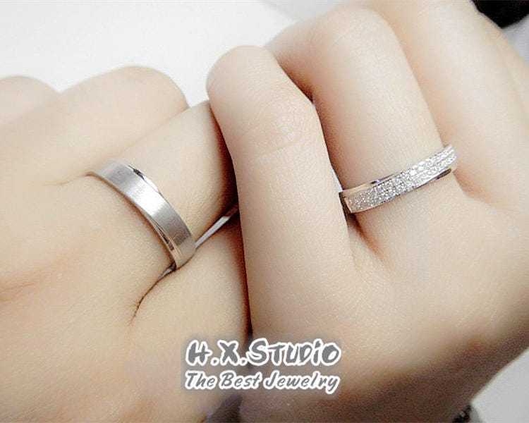 Diamond Wedding Bands in 18K Gold/Couple Ring Set/His & Her Rings/Promise Rings For Couple/Matching Bands/Engagement Rings/