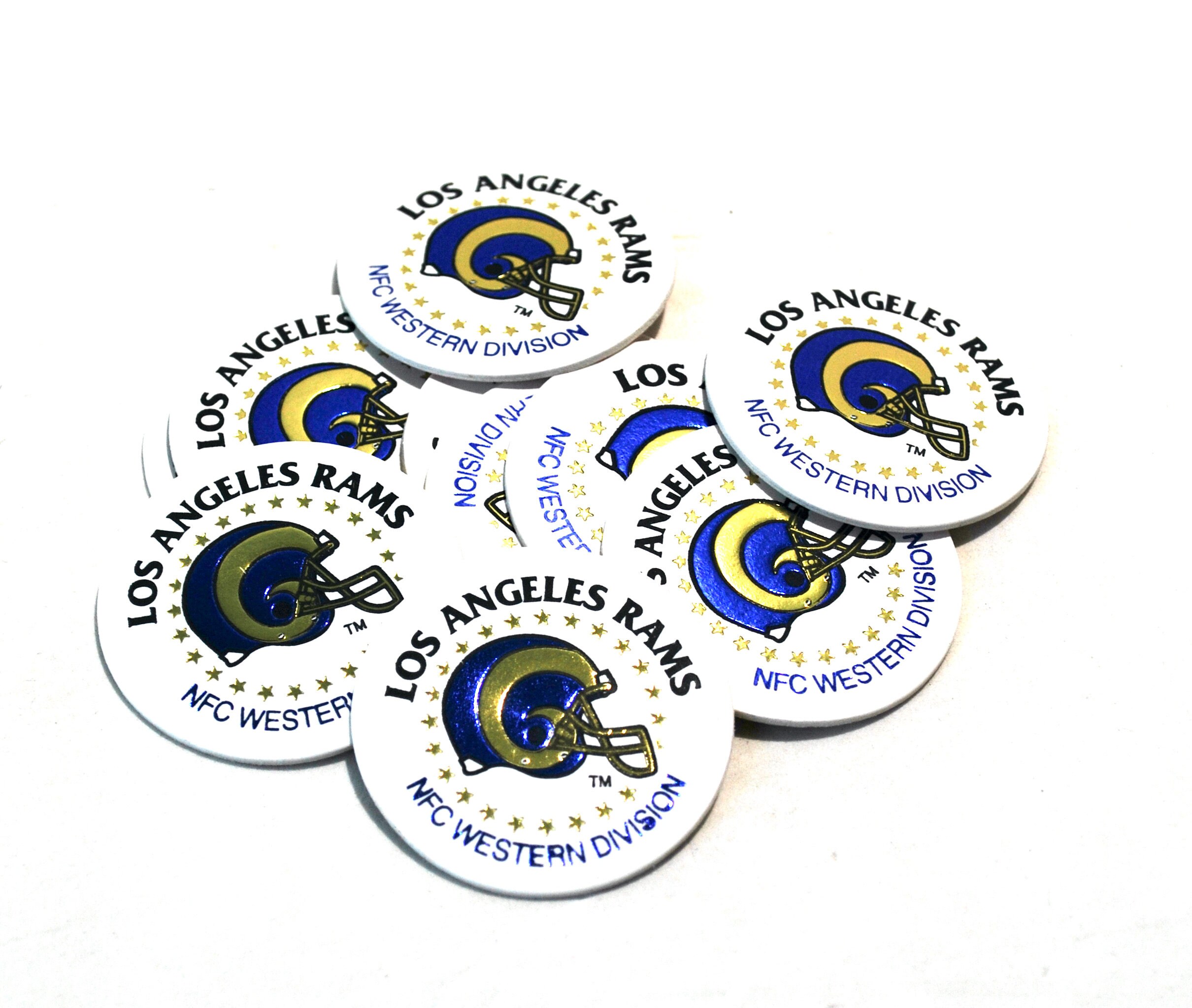 10 Los Angeles Rams Football Pog Milk Caps Made By Laserforms 1994 Matthew Stafford Aaron Donald Nfl Gameday